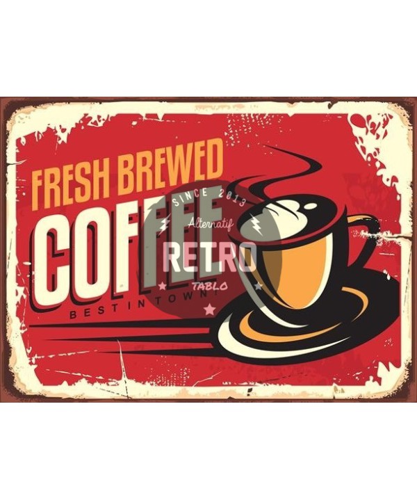 Kahve & Coffee 3 - Ahşap Retro Tablo